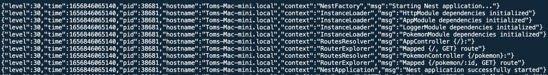 NestJS Pino default logs