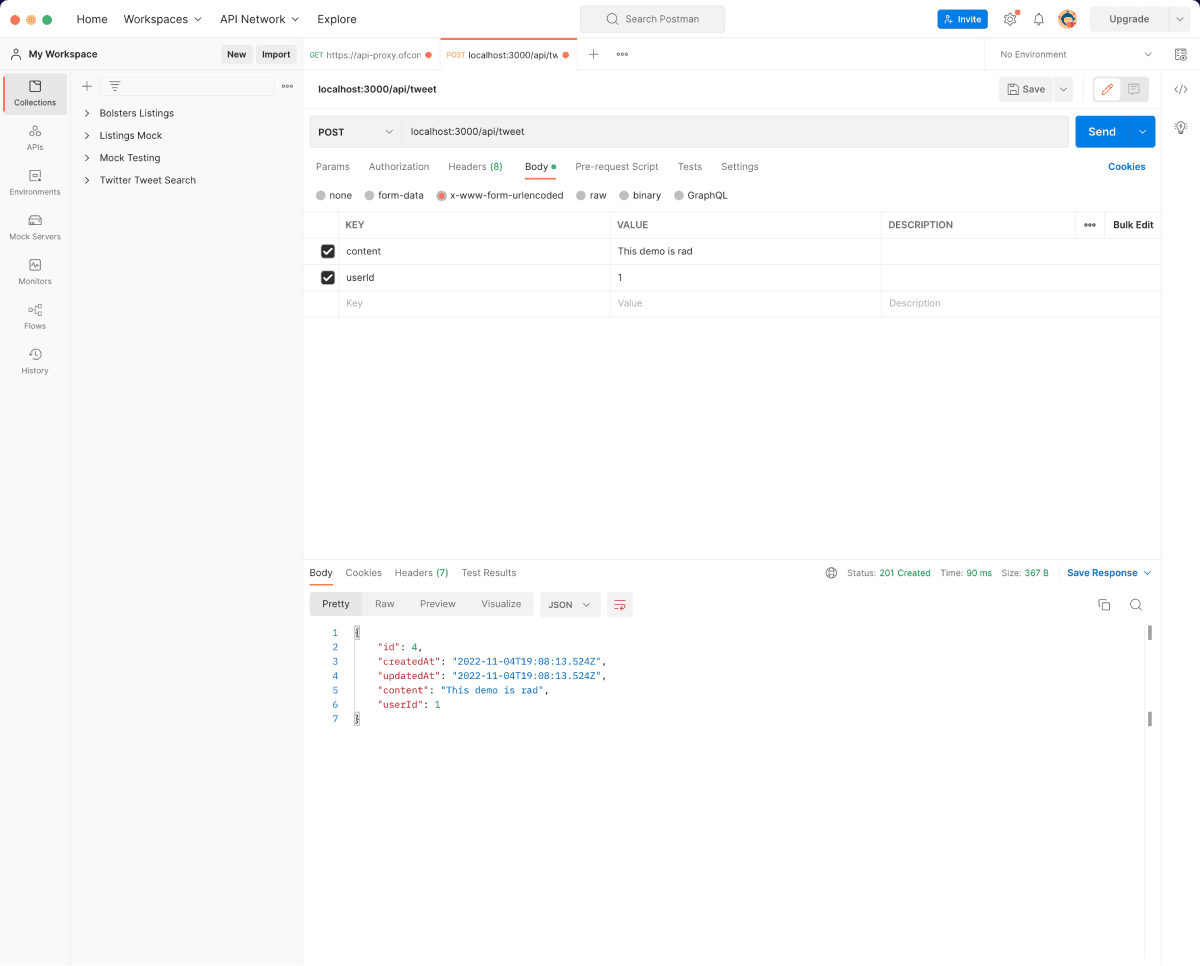 API request in Postman